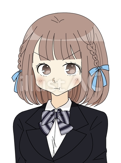 ふくれっ面のブレザーの学生