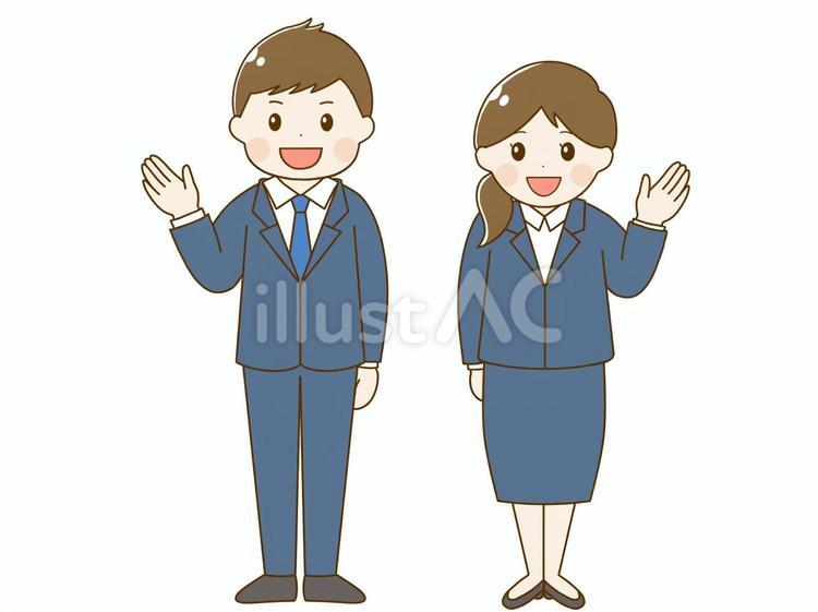 案内をするスーツ姿の男性と女性（全身） 人物,男性,女性のイラスト素材