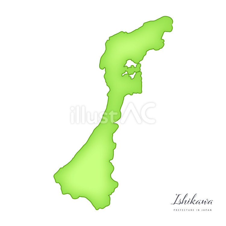 ソフトな立体感のある、石川県の地図 石川県,地図,マップのイラスト素材
