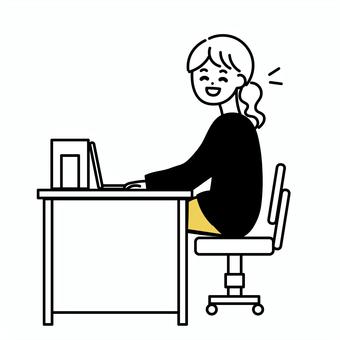 A female office worker who works with a smile, , JPG, PNG and EPS