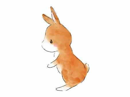 横向きに立つウサギ（水彩・絵本風） うさぎ,かわいい,手描き,手書き,水彩,絵本風,ベクター,横向き,立つ,全身のイラスト素材