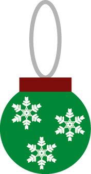 結晶模様のオーナメントのイラスト 飾り,オーナメント,丸い,カラー,緑,雪,結晶,模様,紐付き,クリスマスのイラスト素材