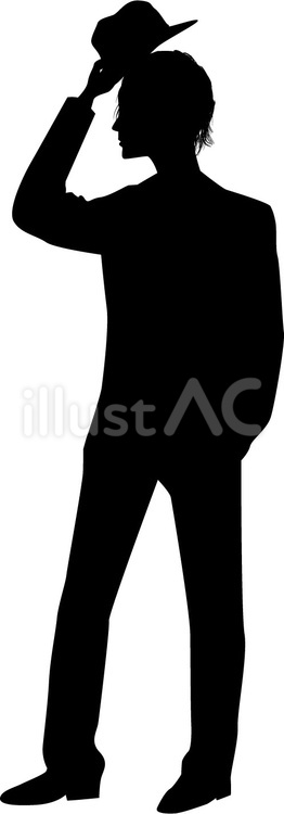 男性　立つ　帽子　ハット　横向き 男性,立つ,帽子のイラスト素材