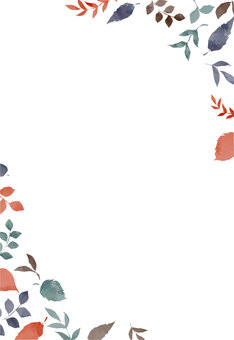 秋 落ち葉のポストカード 水彩,手描き,落ち葉,葉,紅葉,秋,ポストカード,背景,png,透過のイラスト素材