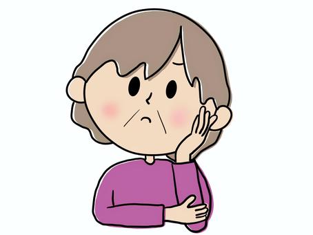 シニア＊考える＿１ 高齢者,お年寄り,おばあちゃん,おばあさん,祖母,老人,考える,シニア,シルバー,手書きのイラスト素材