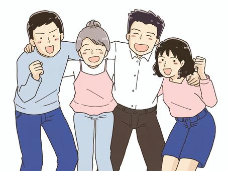 わきあいあいと肩を組む4人の男女 肩を組む,人物,男女,楽しい,わきあいあいのイラスト素材