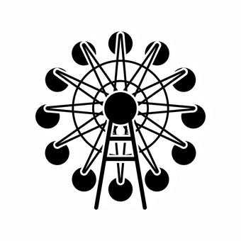 観覧車のシルエット 観覧車,遊具,遊園地,シルエット,シンプル,挿絵,黒,アイコン,素材のイラスト素材