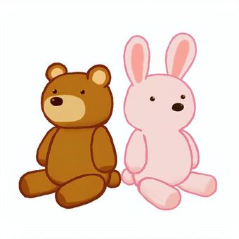 ぬいぐるみ・くまとうさぎミニ2 ぬいぐるみ・くまとうさぎミニ2 くま,うさぎ,動物,ぬいぐるみ,かわいい,2匹のイラスト素材