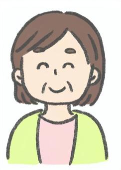 笑顔のおばあちゃん おばあちゃん,老人,お年寄り,婦人,高齢者,女性,シニア,手書き風,笑顔,かわいいのイラスト素材