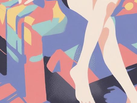 壁紙〜女性の足・フラットカラー〜 壁紙,テンプレート,フォーマット,足,女性,裸足,カラフル,色とりどり,フラットカラー,ノーラインアートのイラスト素材