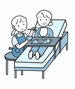 シンプル食事介助（b） シンプル,介護士,介護,食事,人,女,ご飯,おばあちゃん,お世話,介助のイラスト素材