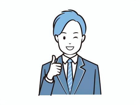 ウィンクでグッドポーズのブレザー男子学生 グッド,学生,高校生,生徒,男子学生,男子,笑顔,ウィンク,男性,男の子のイラスト素材