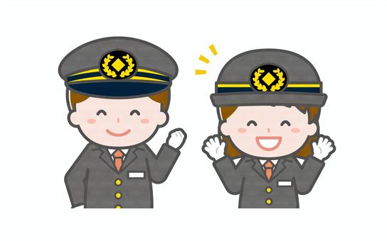 ミニ_2人_警備員の男女02 ミニ_2人_警備員の男女02 男性,女性,大人,職業,仕事,警備員,警備,防犯,監視,保安のイラスト素材