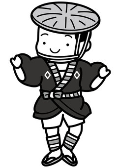 奴-2c 奴-2c 奴,中間,江戸,仕事,職業,笠,半纏,着物,股引き,脚絆のイラスト素材