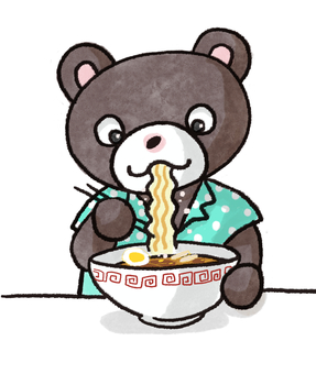 ラーメンを食べるクマ クマ,ラーメン,可愛い,動物,食べる,熊,麺のイラスト素材
