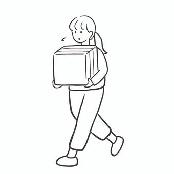 荷物を運ぶ女性 荷物を運ぶ女性 荷物,段ボール,ダンボール,女性,女の人,女,引越し,荷造り,箱,搬出のイラスト素材