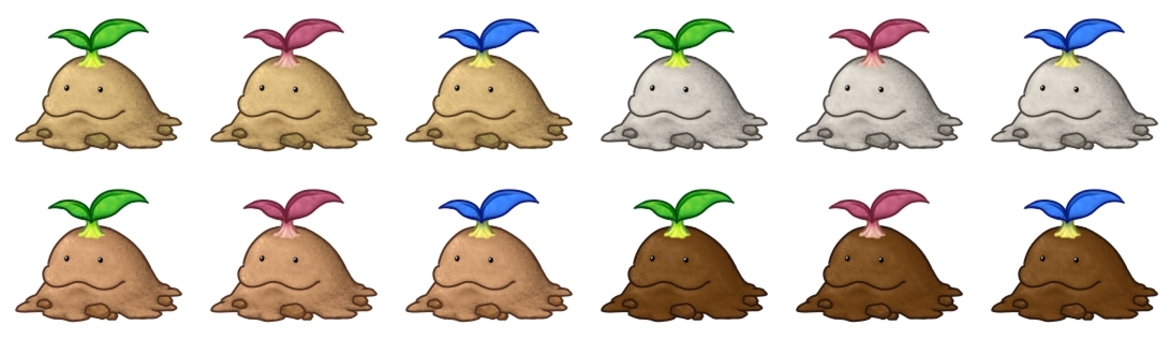 土のキャラクター 土,砂,地面,芽,発芽,植物,キャラクター,マスコット,モンスター,可愛いのイラスト素材