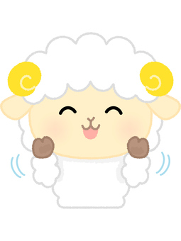 ヒツジ拒否 羊,拒否,否定,遠慮,なだめる,動物,白,可愛いのイラスト素材