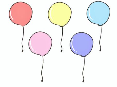 5色の風船 風船,赤,黄色,水色,ピンク,紫,バルーン,飾り,パーティー,イベントのイラスト素材