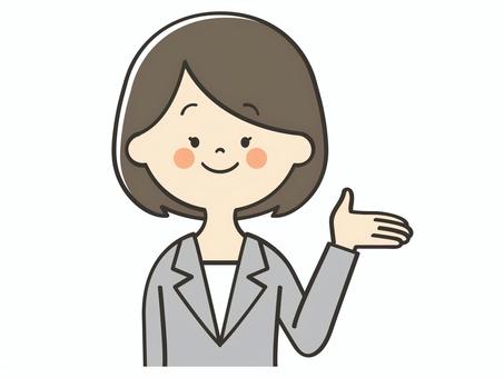 紹介するスーツ女性 紹介,案内,説明,教える,紹介する,解説,アドバイス,重要,笑顔,女性のイラスト素材