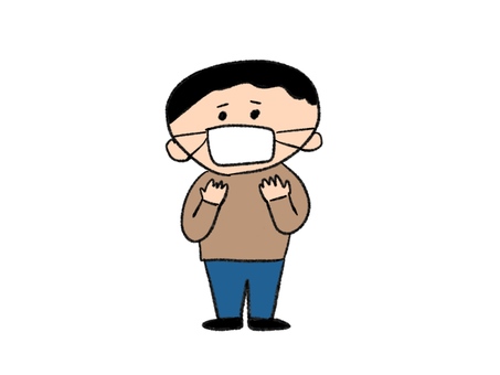 小さいマスクの人のイラストです。 マスク,男性,人物,感染予防,感染対策のイラスト素材