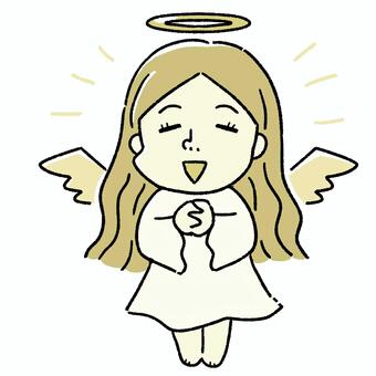 ゆるポップな天使な女性1 表情,女性,顔,エンジェル,天使,ラッキー,天国,幸福,天使の輪,黄色のイラスト素材