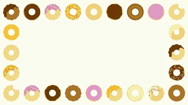 ドーナツフレーム　黄色 お菓子,ドーナツ,おいしい,おやつ,カワイイ,チョコ,ホワイトチョコ,いちご,茶色,白のイラスト素材