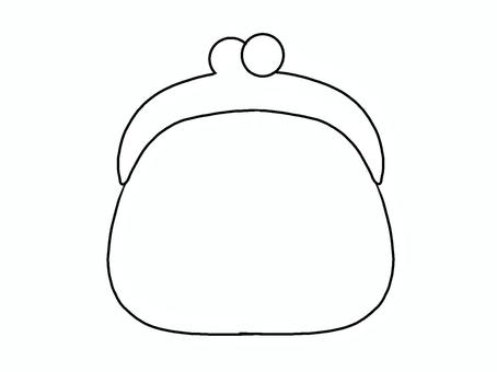 がま口線画 がま口,小銭入れ,お金,財布,線画,手描き,黒,生活,塗り絵のイラスト素材