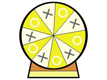 ルーレットのアイコン『黄』 ルーレット,円盤,回転,止める,当たり,はずれ,モチーフ,カラー,ゲーム,運試しのイラスト素材