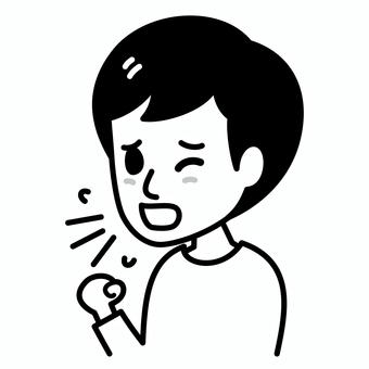 若い男性　せき　白黒 せき,男性,白黒,病気,風邪,インフルエンザ,症状,ぜんそく,青年,若いのイラスト素材