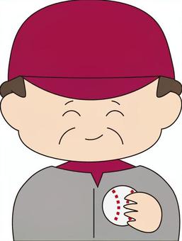 野球　おじさん　笑顔 野球,草野球,おじさん,笑顔,笑う,にこにこ,楽しい,嬉しい,中年,スポーツのイラスト素材