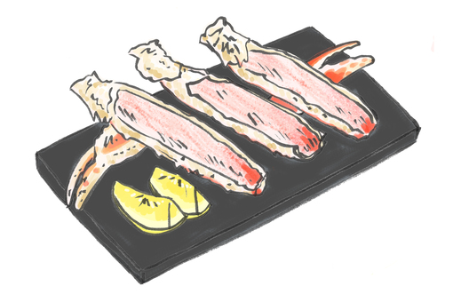 焼きガニのイラスト 蟹,かに,焼きガニ,日本,日本食,冬,甲殻類,おつまみ,食事,食べ物のイラスト素材