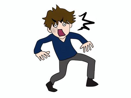ギョッとする ビックリ,驚く,男,男性,ビビる,たまげる,ギクッ,ビックリ仰天,絶句,オーマイガットのイラスト素材