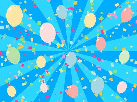 Concentrated line with dancing balloons and confetti, , JPG