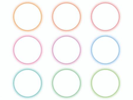 ふんわり丸枠セット ふんわり,フレーム,丸枠,ぼかし,柔らかい,優しい,白,黄色,オレンジ色,ピンクのイラスト素材