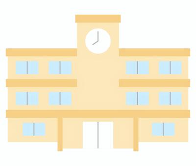 学校の校舎（線なし） 学校,校舎,線あり,外観,小学校,中学校,高校,正面,シンプル,イラストのイラスト素材