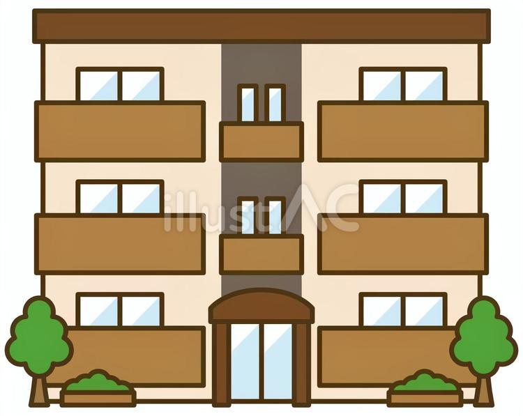3階建てのおしゃれなアパートの外観 アパート,マンション,集合住宅のイラスト素材