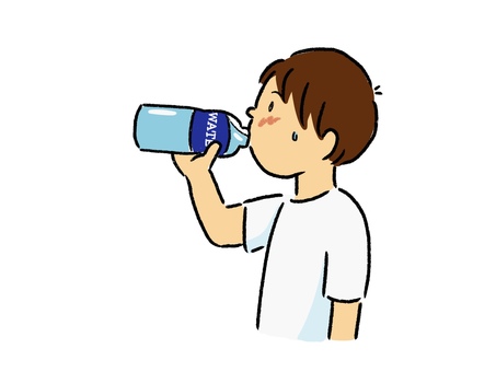 Illustration, mangsa panas, a boy, hydration, 