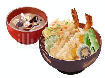 海老天丼(みそ汁付き)