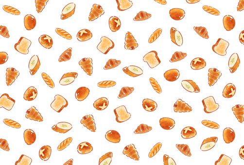 パンの背景パターン　白のバックグラウンド パン,パターン,背景,スウォッチ,かわいい,おしゃれ,壁紙,ベーカリー,クロワッサン,フランスパンのイラスト素材