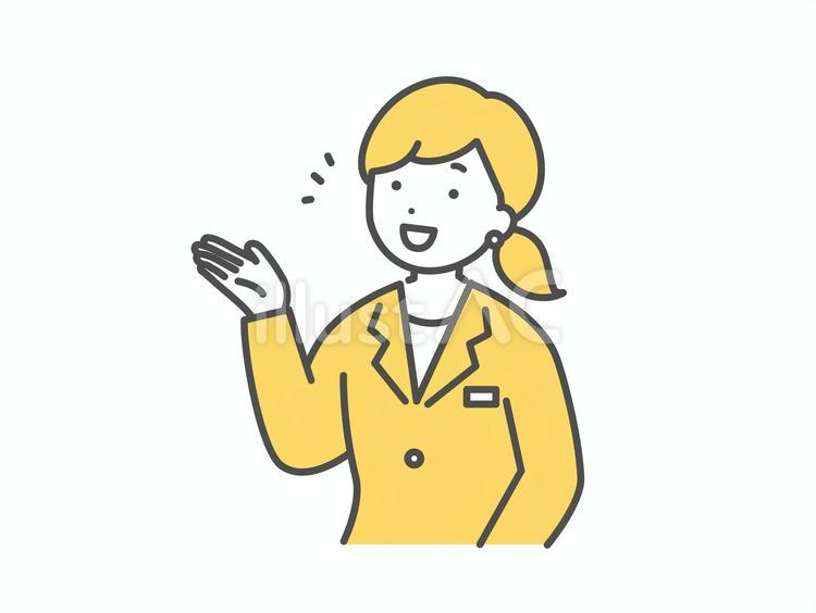 笑顔で案内をするスーツの女性　 会社員,ol,ビジネスウーマンのイラスト素材