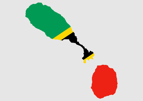 セントキッツ・ネイビスの地図（国旗柄） セントクリストファー・ネイビス,セントクリストファーネイビス,セントクリストファー・ネービス,セントクリストファーネービス,ネーヴィス,地図,国旗,外国,海外,地理のイラスト素材