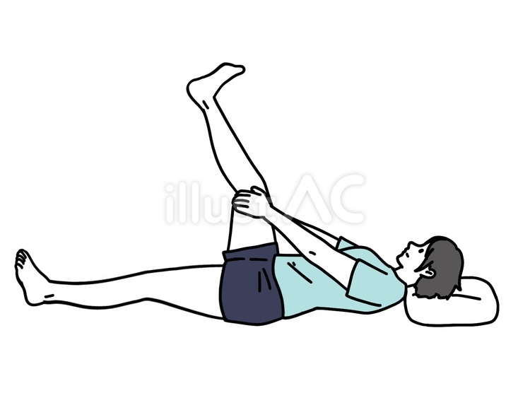 片足を仰向けで持ち上げる 女性,仰向け,寝るのイラスト素材