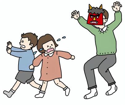 Families enjoying Setsubun, , JPG and PNG