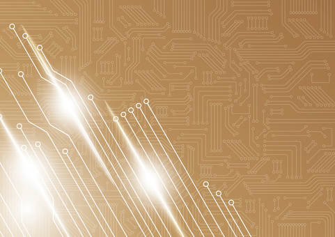 金色の電子回路と光のフレアのデジタル背景 デジタル,エレクトロニクス,電子回路,基盤,テクノロジー,光,フレア,ゴールド,背景のイラスト素材