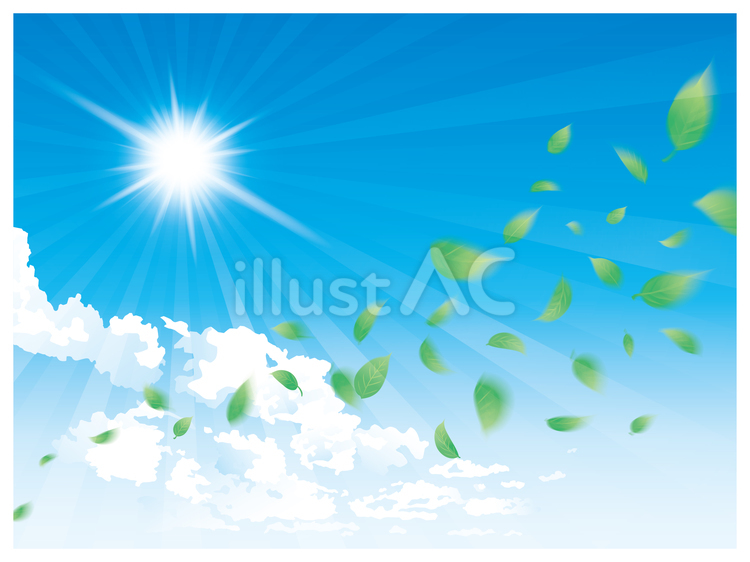 夏の強い陽射しに舞う葉のイラスト 葉,舞う,環境性のイラスト素材