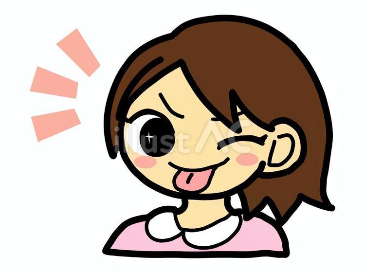 舌を出す女の子 舌,女の子,ウィンクのイラスト素材