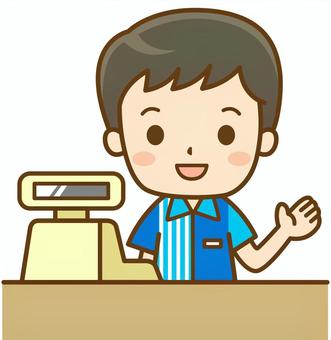 コンビニの男性店員 コンビニ,コンビニエンスストア,店員,店長,従業員,スタッフ,男性,制服,仕事,働くのイラスト素材