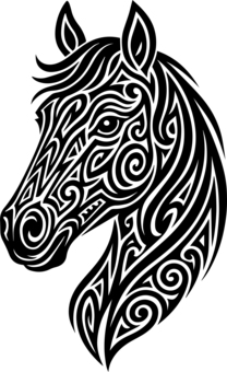 トライバル柄の馬 トライバル柄の馬 タトゥー,トライバル,tribal,馬,干支,ホースのイラスト素材