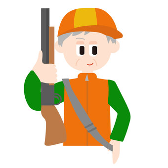 猟師さん(正面)のイラスト 猟師さん(正面)のイラスト 猟師,狩猟,銃,ハンター,狩り,駆除,人,おじいさん,お年寄り,老人のイラスト素材